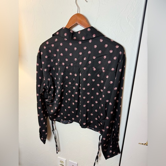 Lush Black Top with Rose Pattern NWT - Picture 6 of 6